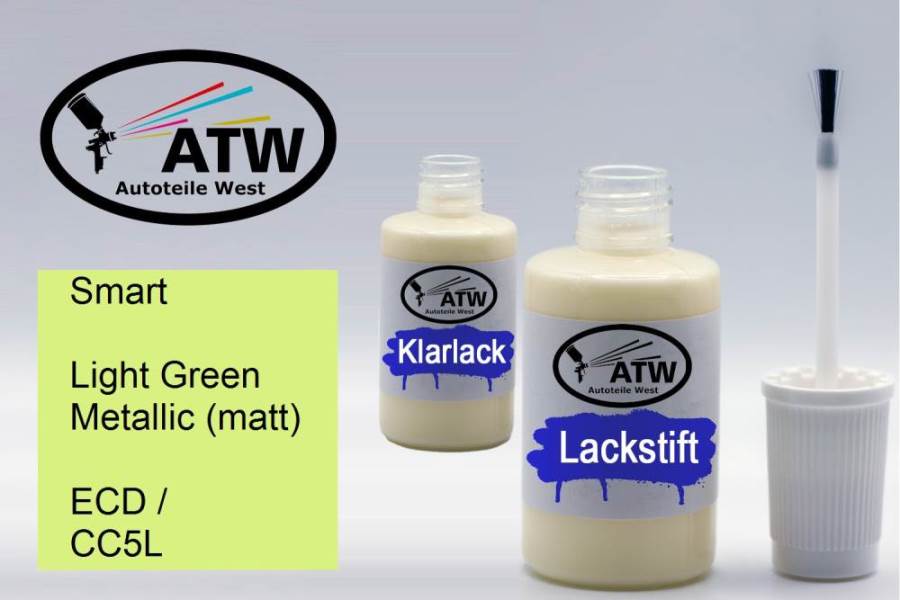 Smart, Light Green Metallic (matt), ECD / CC5L: 20ml Lackstift + 20ml Klarlack - Set, von ATW Autoteile West.